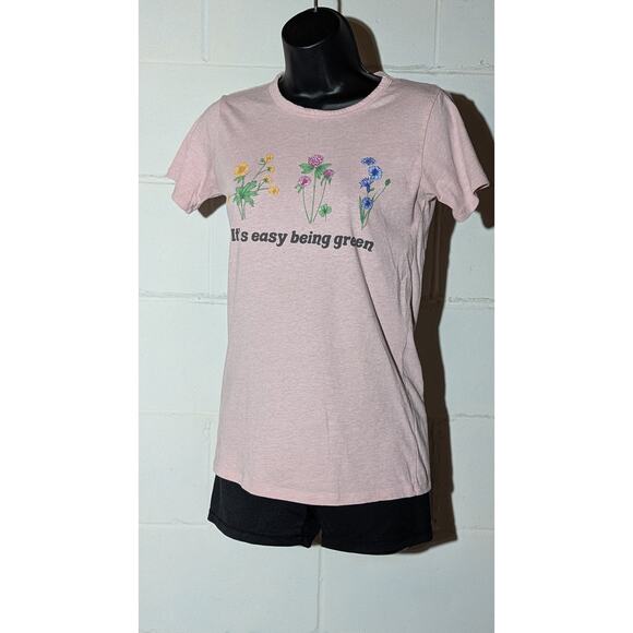 It's Easy Being Green T-Shirt Floral Graphic Tee Top Small - Picture 1 of 4